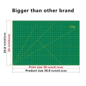 WORKLION 24" x 36" Large Self Healing PVC Cutting Mat, Double Sided, Gridded Rotary Cutting Board fo...