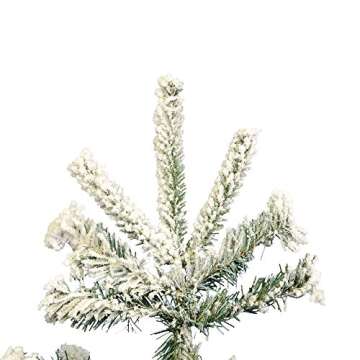 Vickerman 7.5' Tall Flocked Sierra Fir Slim Artificial Christmas Tree, Unlit - Featuring 1228 PVC Ti...