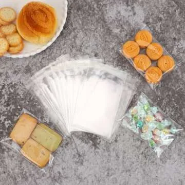 SOMIOCO Clear Cellophane Bags Self Adhesive Treat Bags Cello Cookie Bags Small Self Sealing Plastic gift Bags 1.4 Mil for Bakery Candies Candle Soap Card 200 Pcs 3 x 4In
