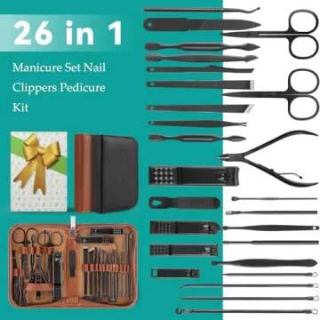 Manicure Set, Professional Nail Clippers Pedicure Kit 26 Pieces Nail Care Tools for Travel & Groomin...