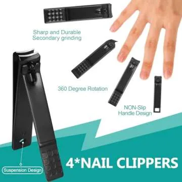 Manicure Set, Professional Nail Clippers Pedicure Kit 26 Pieces Nail Care Tools for Travel & Grooming (Black)