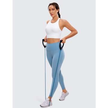 CRZ YOGA Womens Butterluxe Strappy High Neck Longline Sports Bra - Padded Criss Cross Back Workout Sports Bras Crop Tank Top White Medium