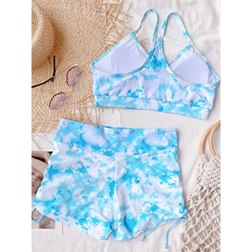 Stylish Floerns Tie Dye Ruched Bikini Set for Women