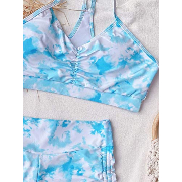 Stylish Floerns Tie Dye Ruched Bikini Set for Women