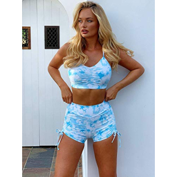 Stylish Floerns Tie Dye Ruched Bikini Set for Women