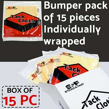 S&F STEAD & FAST Tack Cloth for Painting, 15-pc Premium Tack Cloths for Removing Dust from Woodworki...