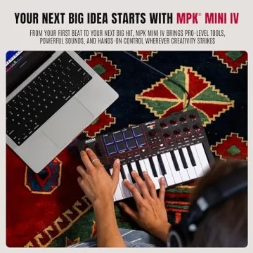 Experience the Akai Professional MPK Mini IV MIDI Controller for Music Production & Performance!