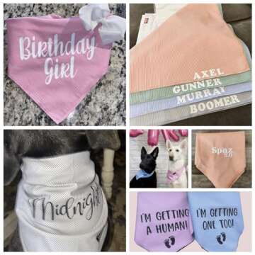 Gofshy Small Dog Bandanas-5PCS DIY Bandanas Green Orange Pink Blue Gray Dog Scarfs Breed Bib Handkerchief for Small XS Dogs Puppies Pets Cats