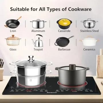 Karienvir Electric Cooktop with 2 Burners and Touch Control