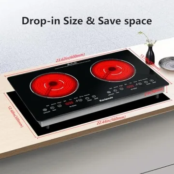 Karienvir Electric Cooktop with 2 Burners and Touch Control