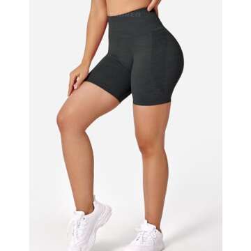 YEOREO Women Seamless High Waist Shorts Smile Contour Biker Shorts Gym Yoga Workout Grey M