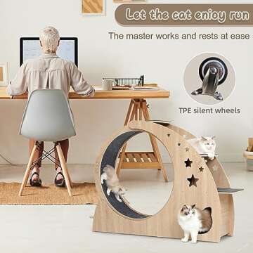 5-in-1 Cat Wheel for Indoor Cats - Silent & Stylish Exercise