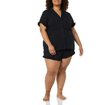 Amazon Essentials Women's Cotton Modal Pajama Set in Black