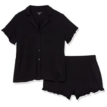 Amazon Essentials Women's Cotton Modal Pajama Set in Black