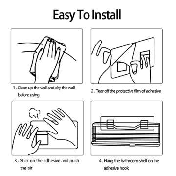 HBlife 2 PCS Shower Caddy Adhesive Shower Organizer, Black Shower Caddy with Soap Dish, No Drilling Stainless Steel Shower Shelf for inside Shower(Includes 4 Adhesive Strips and Removable Hooks)