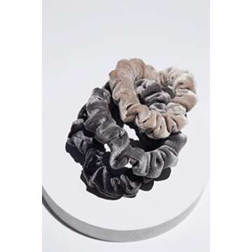 Kristin Ess Velvet Skinnies Scrunchie Set - No Crease, Gentle Hair Ties for All Hair Types