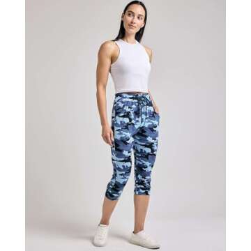 Real Essentials 3-Pack: Women's Ultra Soft Lounge Capri Joggers Sweatpants Athletic Yoga with Pockets(Available in Plus Size)