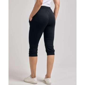 Real Essentials 3-Pack: Women's Ultra Soft Lounge Capri Joggers Sweatpants Athletic Yoga with Pockets(Available in Plus Size)