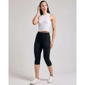 Real Essentials 3-Pack: Women's Ultra Soft Lounge Capri Joggers Sweatpants Athletic Yoga with Pockets(Available in Plus Size)