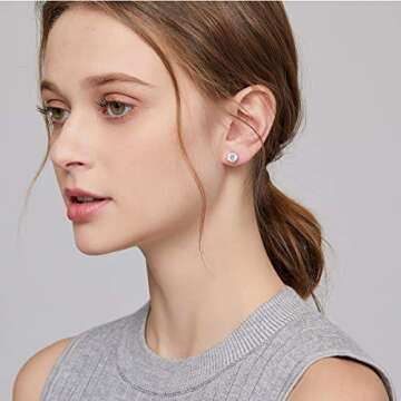 Diamond Studs Cubic Zirconia Earrings Sterling Silver Diamond Earrings ZowBinBin Cubic Zirconia Studs Silver CZ Stud Earrings for Women Diamond Stud Earrings Cubic Earrings Fake Diamond Earrings