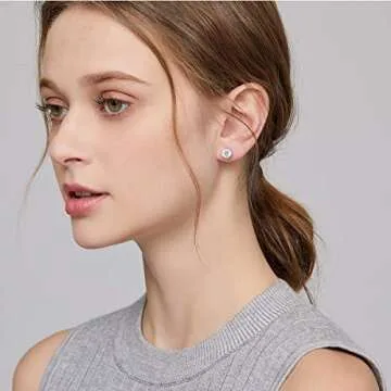 Diamond Studs Cubic Zirconia Earrings Sterling Silver Diamond Earrings ZowBinBin Cubic Zirconia Studs Silver CZ Stud Earrings for Women Diamond Stud Earrings Cubic Earrings Fake Diamond Earrings