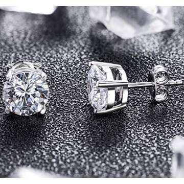 Diamond Studs Cubic Zirconia Earrings Sterling Silver Diamond Earrings ZowBinBin Cubic Zirconia Studs Silver CZ Stud Earrings for Women Diamond Stud Earrings Cubic Earrings Fake Diamond Earrings
