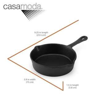 Casamoda 5.4 inch (13.7cm) pre-seasoned cast iron skillet, Mini Fry Pan, Round
