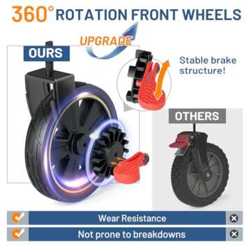 TIMBER RIDGE 51.2'' Extended Collapsible Wagon Cart with Brakes and Cargo Net, 350LBS Heavy Duty Foldable Utility Wagon with Adjustable Handle, 400L Capacity Portable Cart for Camping Sports Shopping