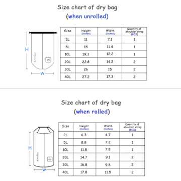 OMGear Waterproof Dry Bag Backpack Waterproof Phone Pouch 40L/30L/20L/10L/5L Floating Dry Sack For K...