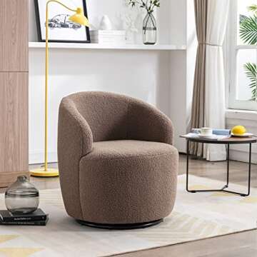Antetek Small Swivel Chair, Club 360 Degree Swivel Barrel Chair, Modern Leisure Arm Chair for Nursery, Living Room, Hotel, Bedroom, Office, Lounge, Chocolate