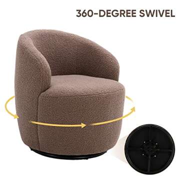 Antetek Small Swivel Chair, Club 360 Degree Swivel Barrel Chair, Modern Leisure Arm Chair for Nursery, Living Room, Hotel, Bedroom, Office, Lounge, Chocolate