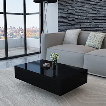 WIFESE Black Elegant Coffee Table for Modern Living Spaces