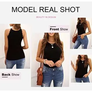 Dokotoo Womens Ladies Basic Cute Casual Summer Ribbed Knit Solid High Neck Turtleneck Tight Slimming Fitted Sleeveless Shirts Long Tank Tops Tops Black M