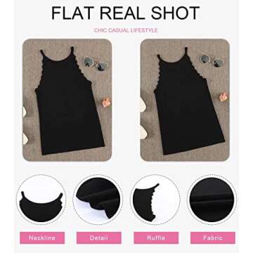 Dokotoo Womens Ladies Basic Cute Casual Summer Ribbed Knit Solid High Neck Turtleneck Tight Slimming Fitted Sleeveless Shirts Long Tank Tops Tops Black M