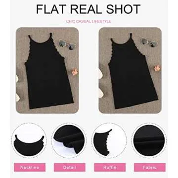 Dokotoo Womens Ladies Basic Cute Casual Summer Ribbed Knit Solid High Neck Turtleneck Tight Slimming Fitted Sleeveless Shirts Long Tank Tops Tops Black M