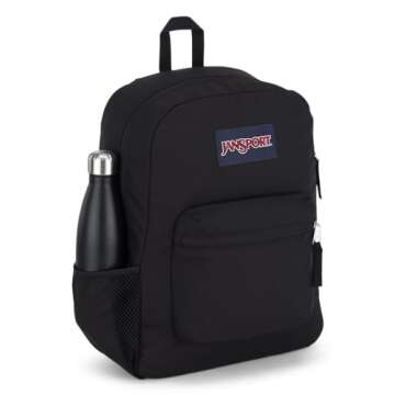 JanSport Cross Town Backpack 17" x 12.5" x 6" - Simple Bag for Everyone with 1 Main Compartment, Front Utility Pocket - Premium Class Accessories - Black