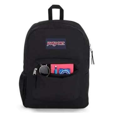 JanSport Cross Town Backpack 17" x 12.5" x 6" - Simple Bag for Everyone with 1 Main Compartment, Front Utility Pocket - Premium Class Accessories - Black