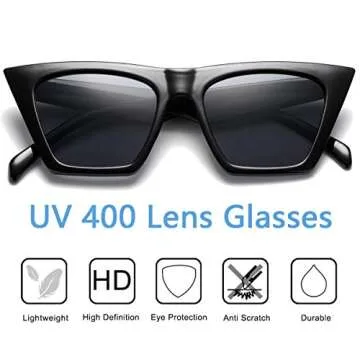 aisswzber AISSWZBEER Retro Square Cat Eye Sunglasses for Women Fashion Trendy Style UV400 Protection