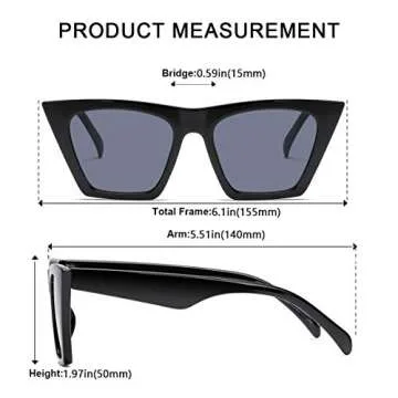 aisswzber AISSWZBEER Retro Square Cat Eye Sunglasses for Women Fashion Trendy Style UV400 Protection