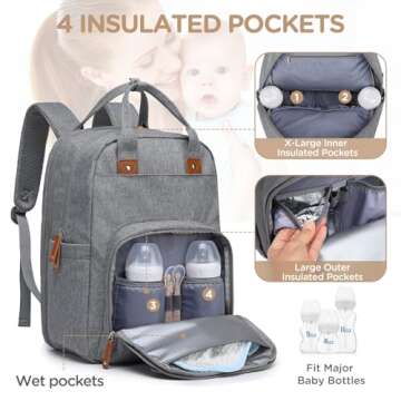 Qualyphant Extra Large Diaper Bag for 2 Kids - Expandable 35L Twin Diapers Bags Backpack with 4 Insulated & 16" Laptop Pocket & 2 Compartments - Big Baby Backpacks - Travel Pañaleras Para Bebe, Unisex