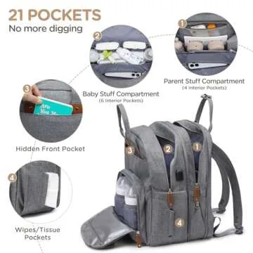 Qualyphant Extra Large Diaper Bag for 2 Kids - Expandable 35L Twin Diapers Bags Backpack with 4 Insulated & 16" Laptop Pocket & 2 Compartments - Big Baby Backpacks - Travel Pañaleras Para Bebe, Unisex