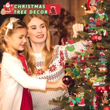 Cute Wooden Christmas Tree Decorations Set of 24
