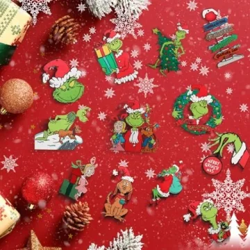 Cute Wooden Christmas Tree Decorations Set of 24
