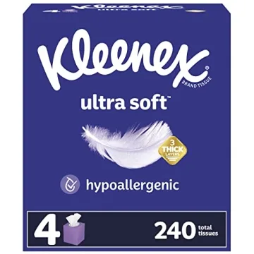 Kleenex Ultra Soft Facial Tissues - 240 Count (4 Cube Boxes) for Sensitive Skin