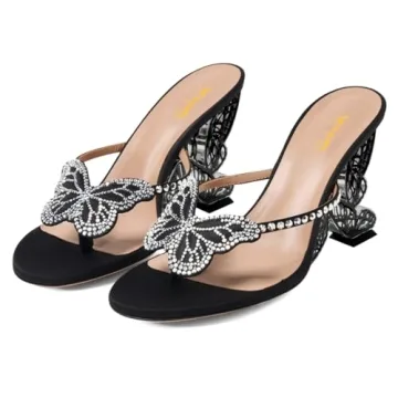 XYD Women High Heel Crystal Bowknot Sandals