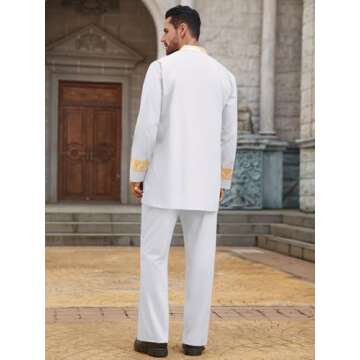 Pacinoble Mens African Dashiki Shirt and Pants Outfit Mens African 2 Piece Set Floral Printed Metallic Traditional Suit