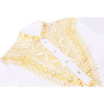 Pacinoble Mens African Dashiki Shirt and Pants Outfit Mens African 2 Piece Set Floral Printed Metallic Traditional Suit