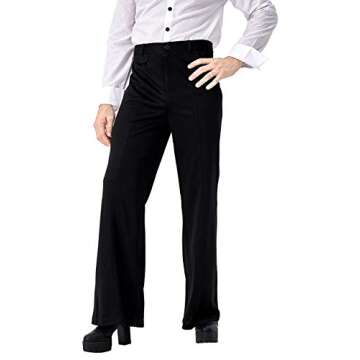 Men's Retro 70S Disco Fever Black Flared Pants Adult Vintage Trousers Bell Bottoms,34-36