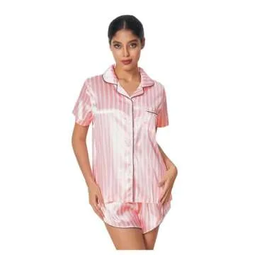Luxury Satin Pajama Set for Women in Pink