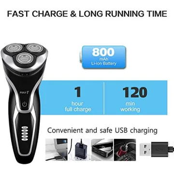 MAX-T Electric Razor for Men, Rechargeable & Waterproof